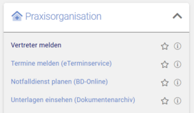 Screenshot des KVBW-Mitgliederportals Vertretermeldung