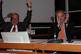 Dr. Norbert Metke und Dr. Johannes Fechner bei Vorstand on Tour für Ärzte 2012 in Stuttgart