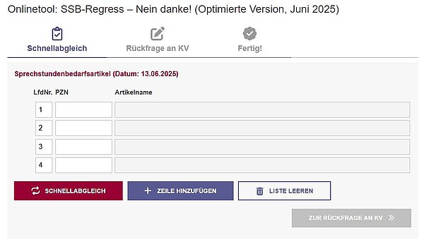 Screenshot des SSB-Tools, Eingabemaske Screenshot des SSB-Tools, Eingabemaske