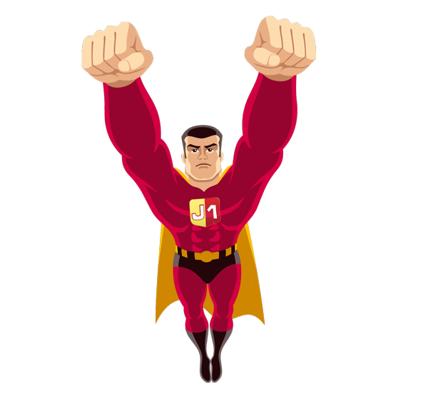 J1-Supermann Supermann-Maskottchen der Kampagne Jugendgesundheitsuntersuchung