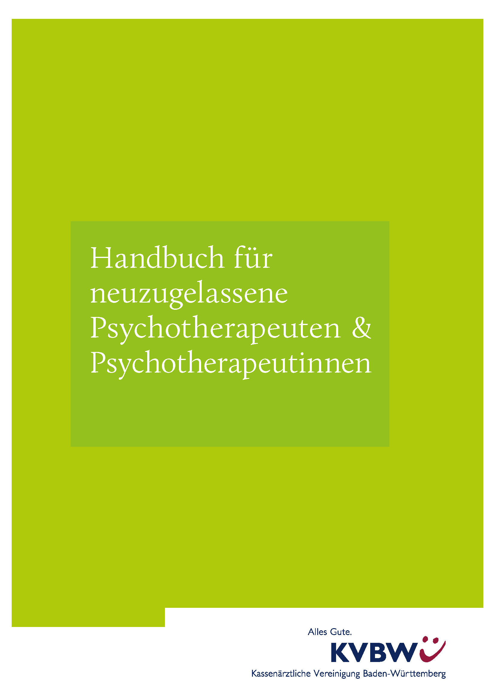 Titelblatt der Abrechnungsbroschüre für neue psychotherapeutische KVBW-Mitglieder