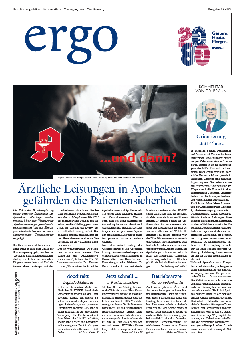 Titelblatt ergo Ausgabe 2025/3