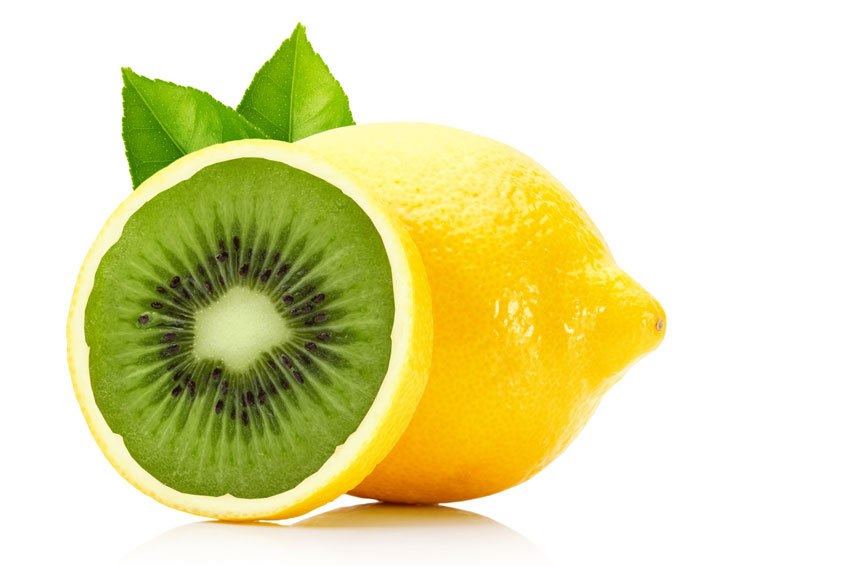 Zitrone mit Kiwi-Füllung